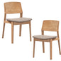 Emilio 2pc Set Dining Chair Fabric Seat Scandinavian Style Solid Ash Wood Oak