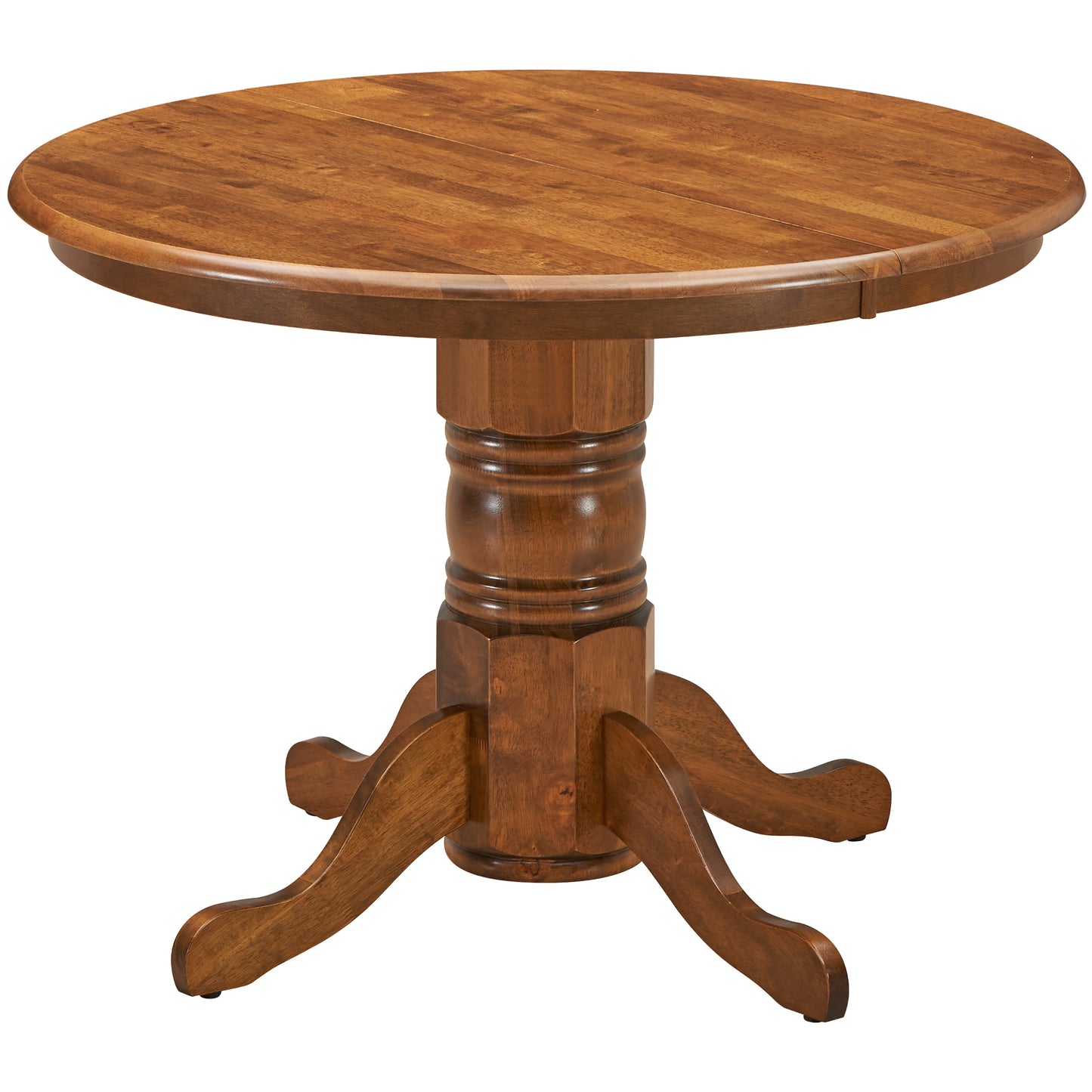 Linaria Round Dining Table 106cm Pedestral Stand Solid Rubber Wood - Walnut