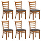 Linaria Dining Chair Set of 6 Crossback Solid Rubber Wood Fabric Seat - Walnut