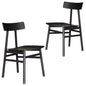 Claire Dining Chair Set of 2 Solid Oak Wood Timber Seat Furniture - Black