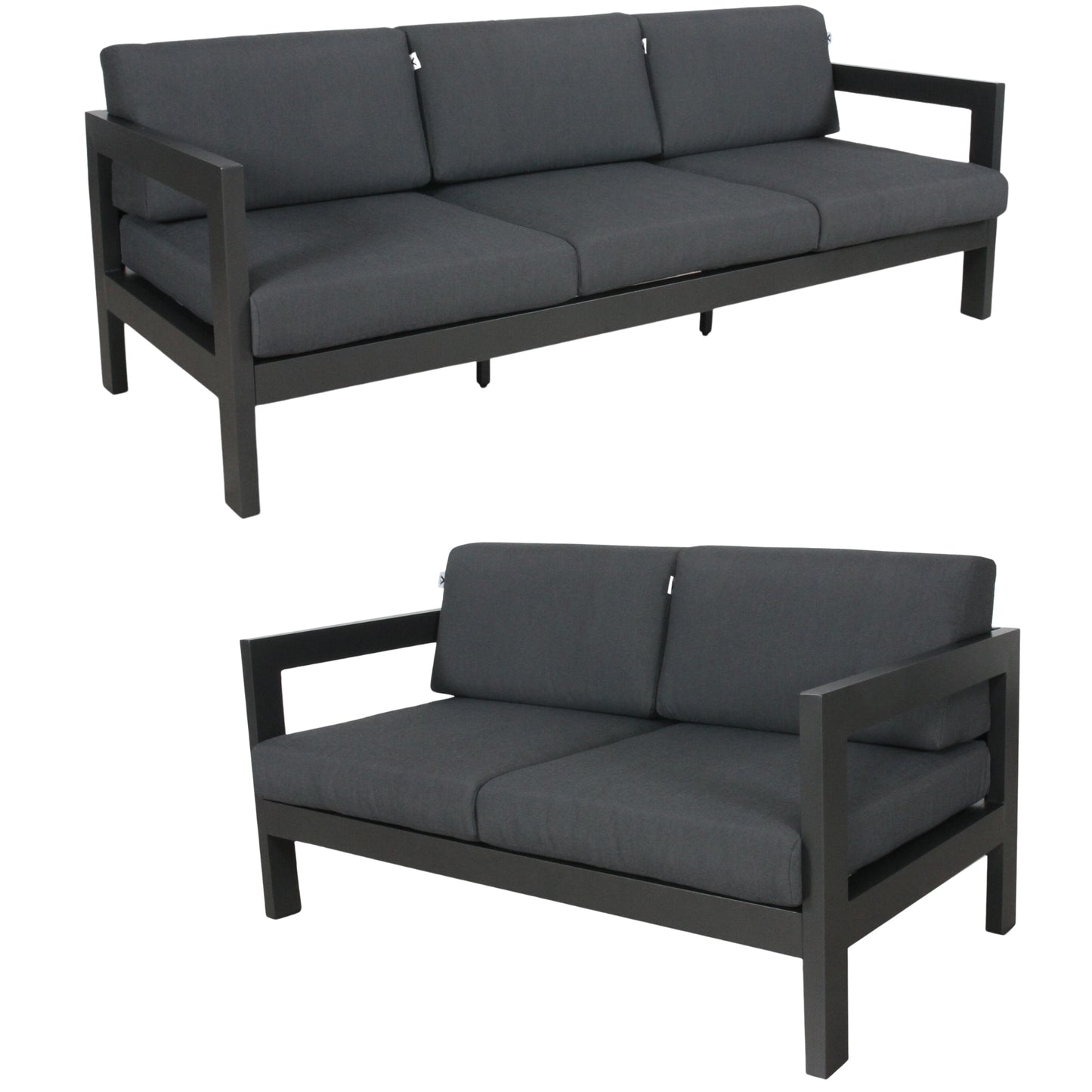 Outie 2pc Set 2+3 Seater Outdoor Sofa Lounge Aluminium Frame Charcoal