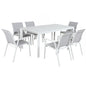 Iberia 7pc Set 178cm Aluminium Outdoor Dining Table Chair White