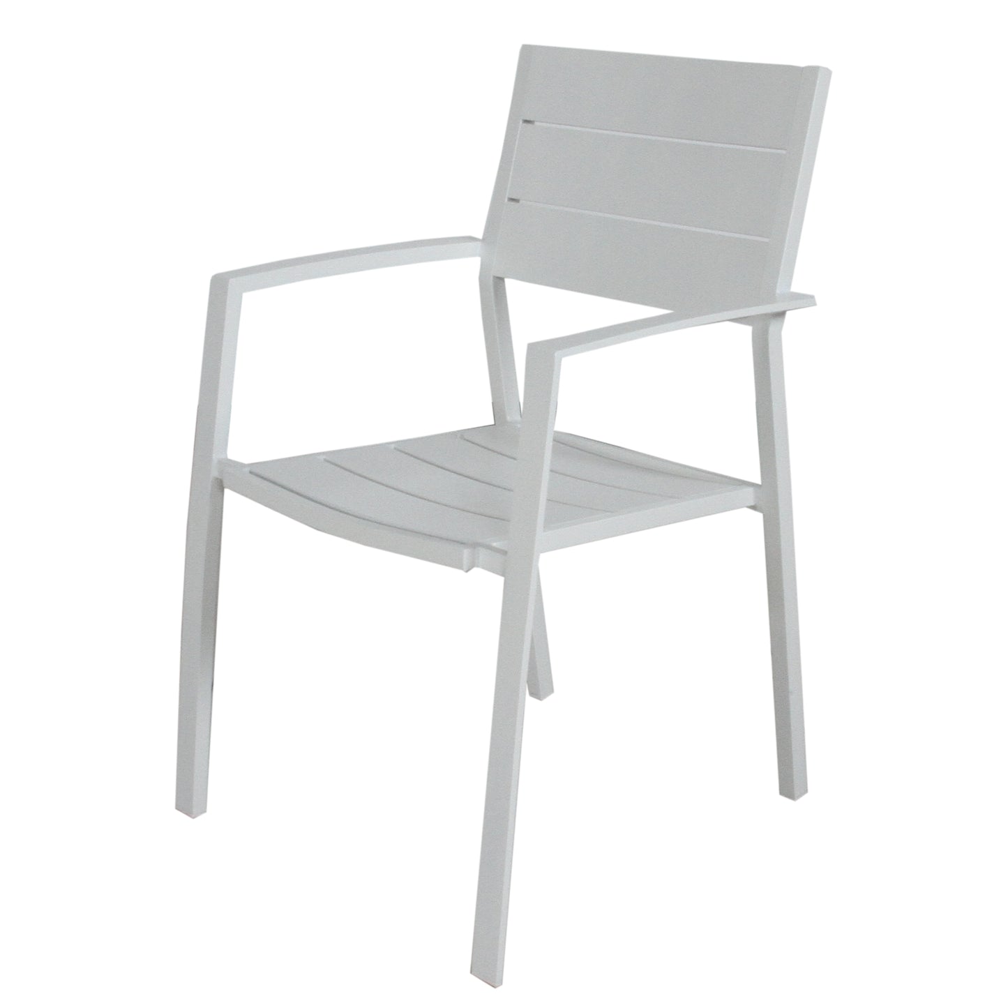 Percy 2pc Set Outdoor Dining Table Chair Aluminium Frame White