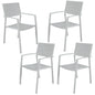 Percy 4pc Set Outdoor Dining Table Chair Aluminium Frame White