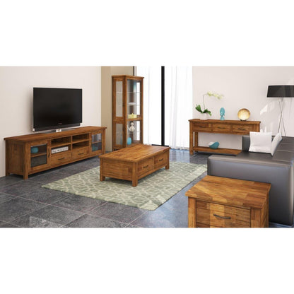 Birdsville Coffee Table 120cm 2 Drawer Solid Mt Ash Timber Wood - Brown