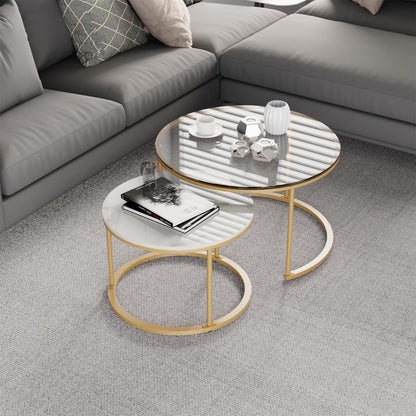 Interior Ave - Elle Luxe - Marble & Gold Nested Coffee Table