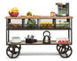 Wooden Kitchen Island Trolley Cart on Wheels with Drawers and 3 Level Storage