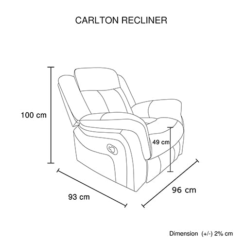 Carlton 1R Finest Fabric Recliner Sturdy Construction Metal Mechanism