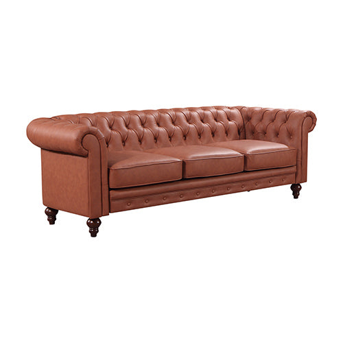 3+2+1 Seater Brown Sofa Lounge Chesterfireld Style Button Tufted in Faux Leather