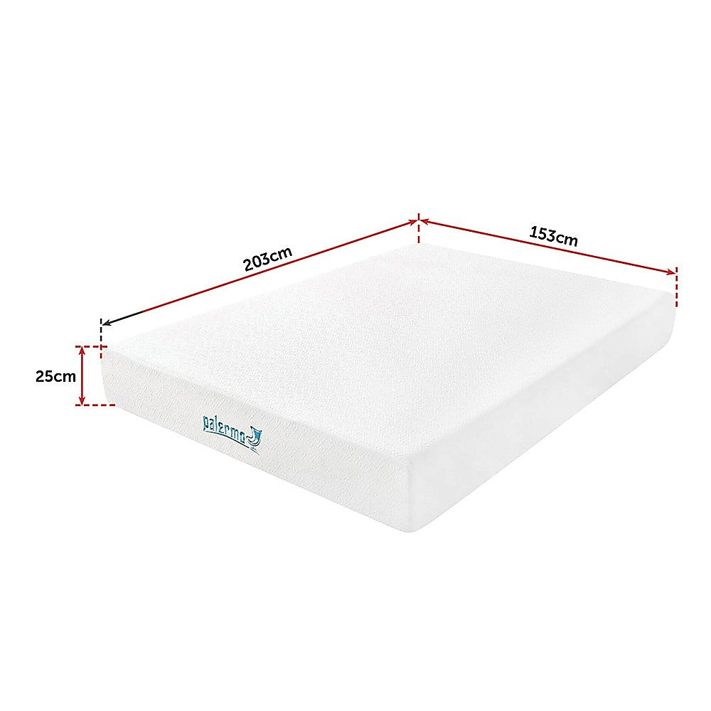 Palermo Queen 25cm Gel Memory Foam Mattress - Dual-Layered - CertiPUR-US Certified