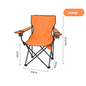 2pcs Orange Portable Folding Camping Chair with Armrests and Cup Holder