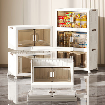 Stackable Storage Boxes with Transparent Doors - Modular Organizer for Home & Pantry 55*32*94cm (3 layer )