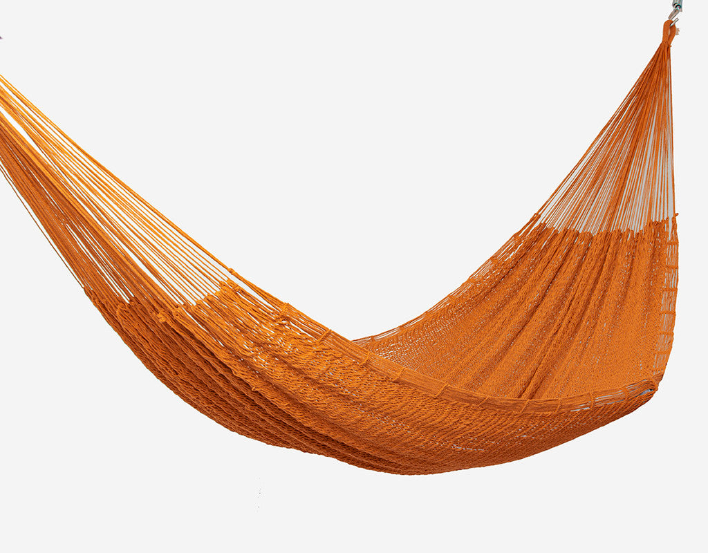 Mayan Legacy King Size Outdoor Cotton Mexican Hammock in Orange  Colour